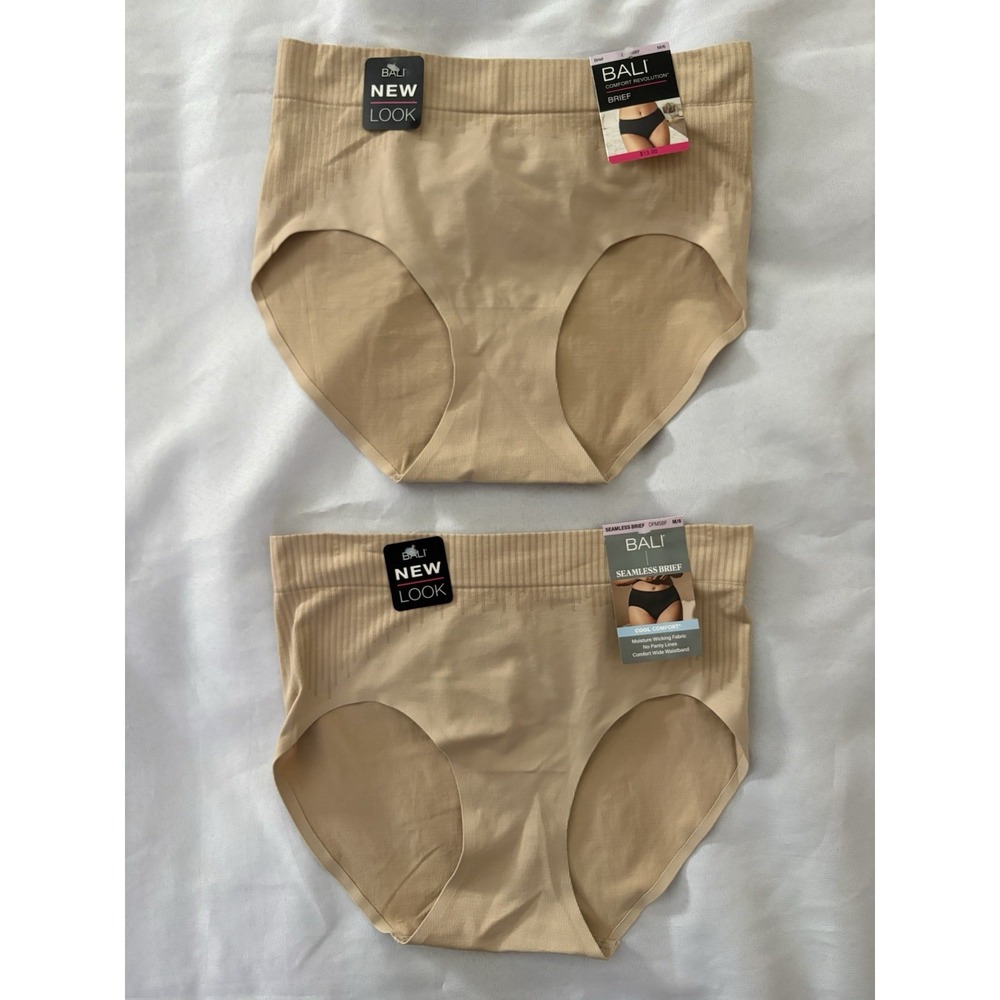 NEW Bali Comfort Revolution Modern Seamless Brief Tan Panty 2 Pair Medium DFMSBF